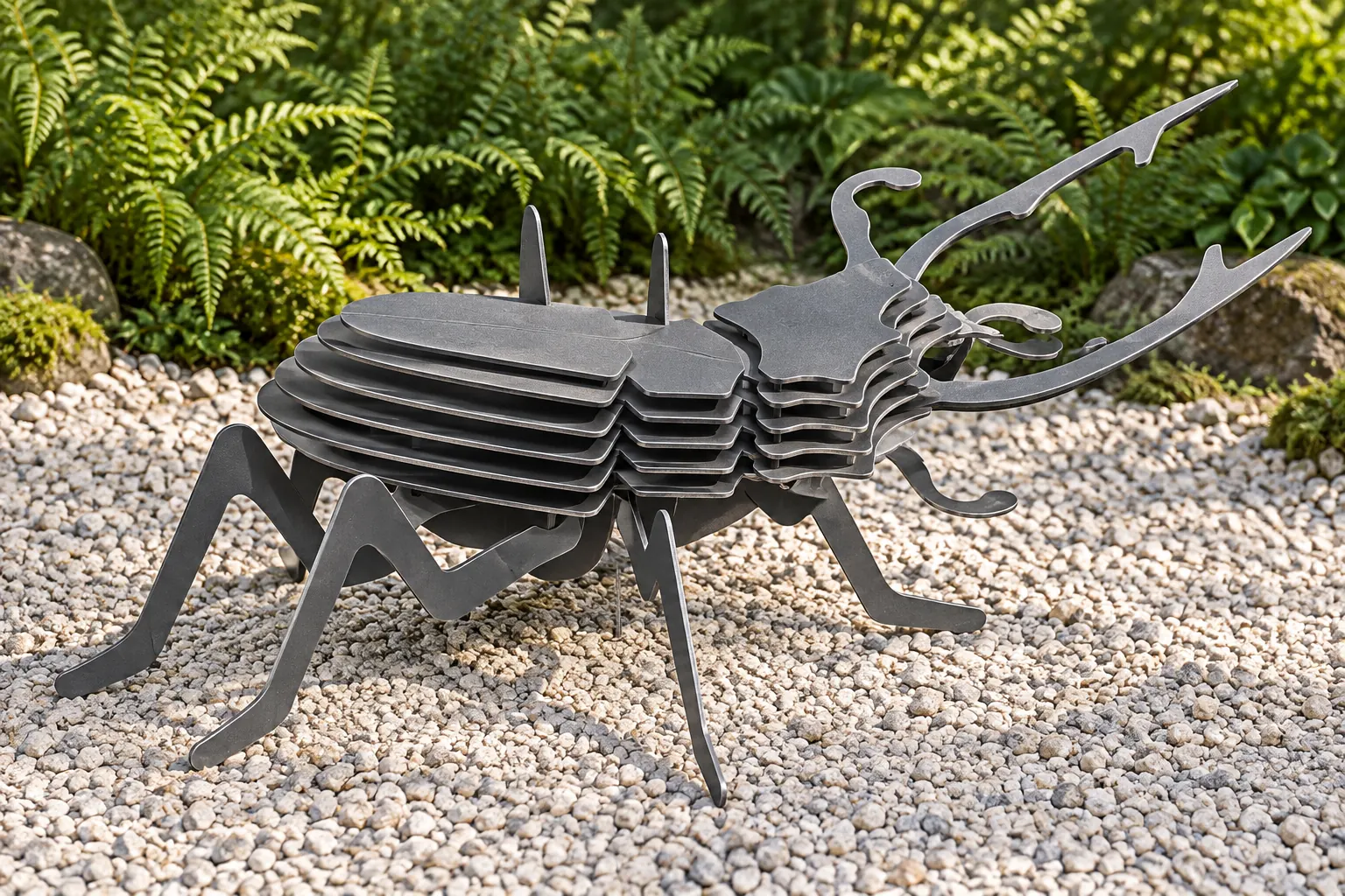 AI visualization of the layered steel stag beetle: a look across the layered body
