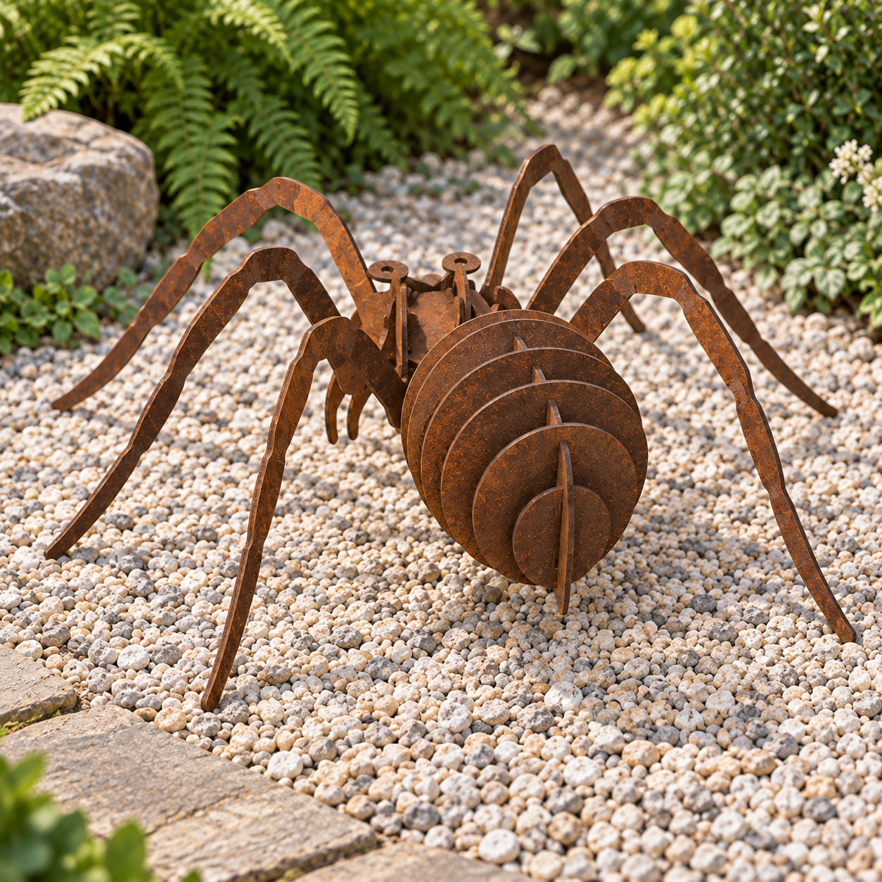 AI visualization of the steel spider, rear three-quarter view